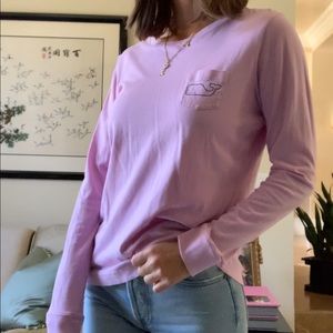Vineyard Vines Lilac Long Sleeve Whale Pocket Tee